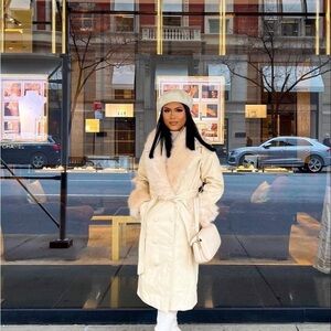 ❗️SOLD❗️ Faux Leather Fur Trimmed Coat